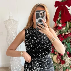 TOP BLACK MONOMANCHE SEQUINS VANESSA