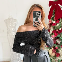 TOP COL BATEAU SEQUINS GRACE