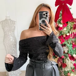 TOP COL BATEAU SEQUINS GRACE