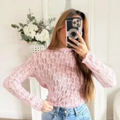 TOP DENTELLE ROSE PASTEL