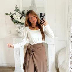 TOP LYCRA BLANC COL CARRÉ