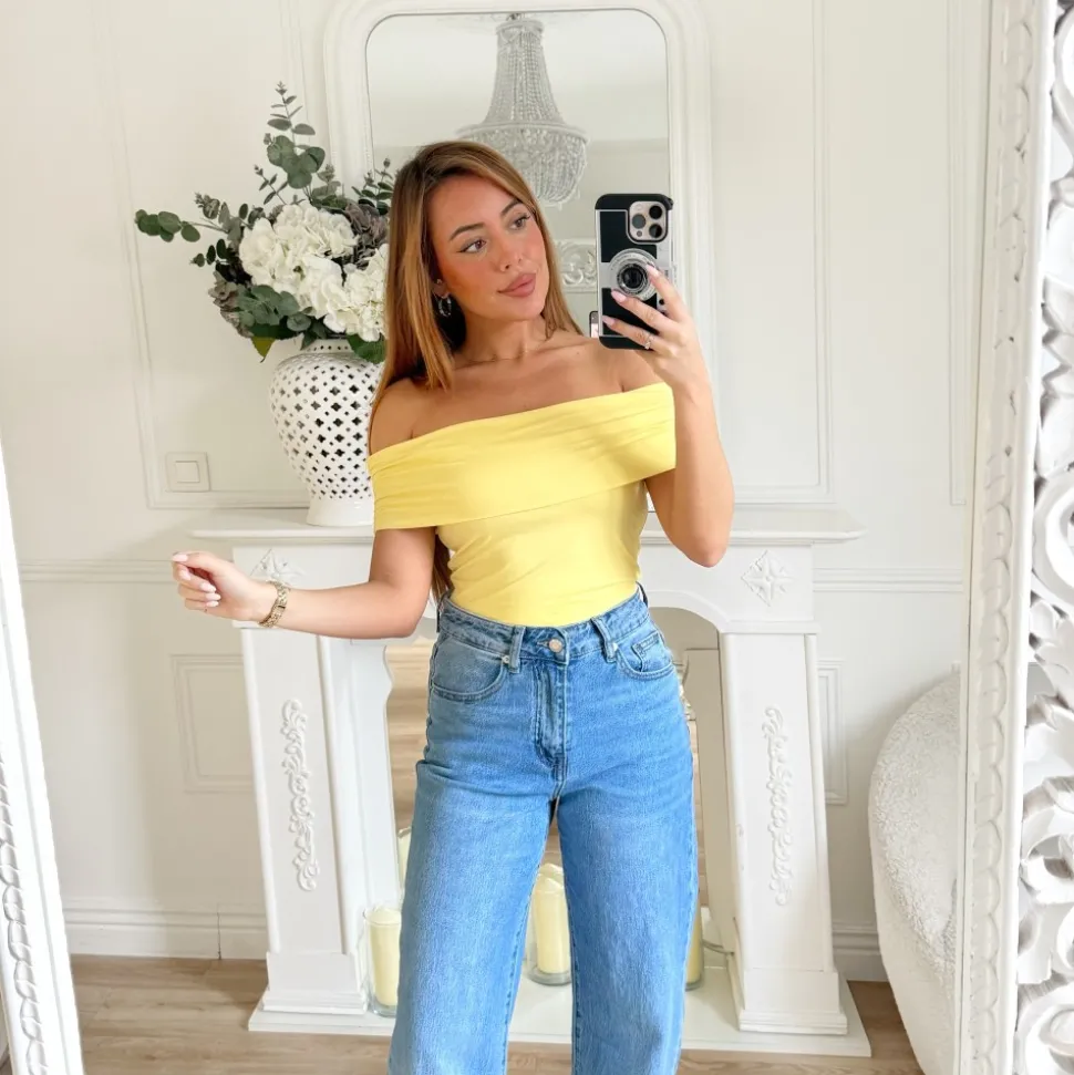 TOP LYCRA BUSTIER JAUNE