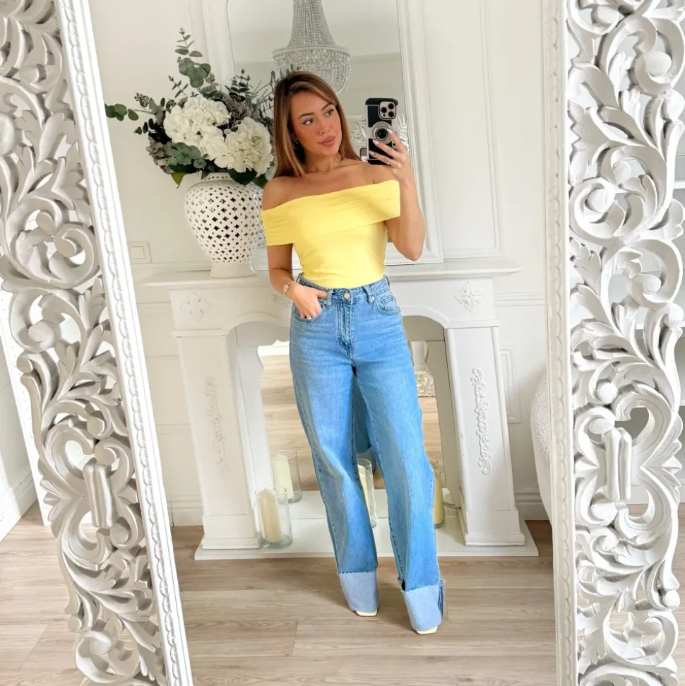 TOP LYCRA BUSTIER JAUNE