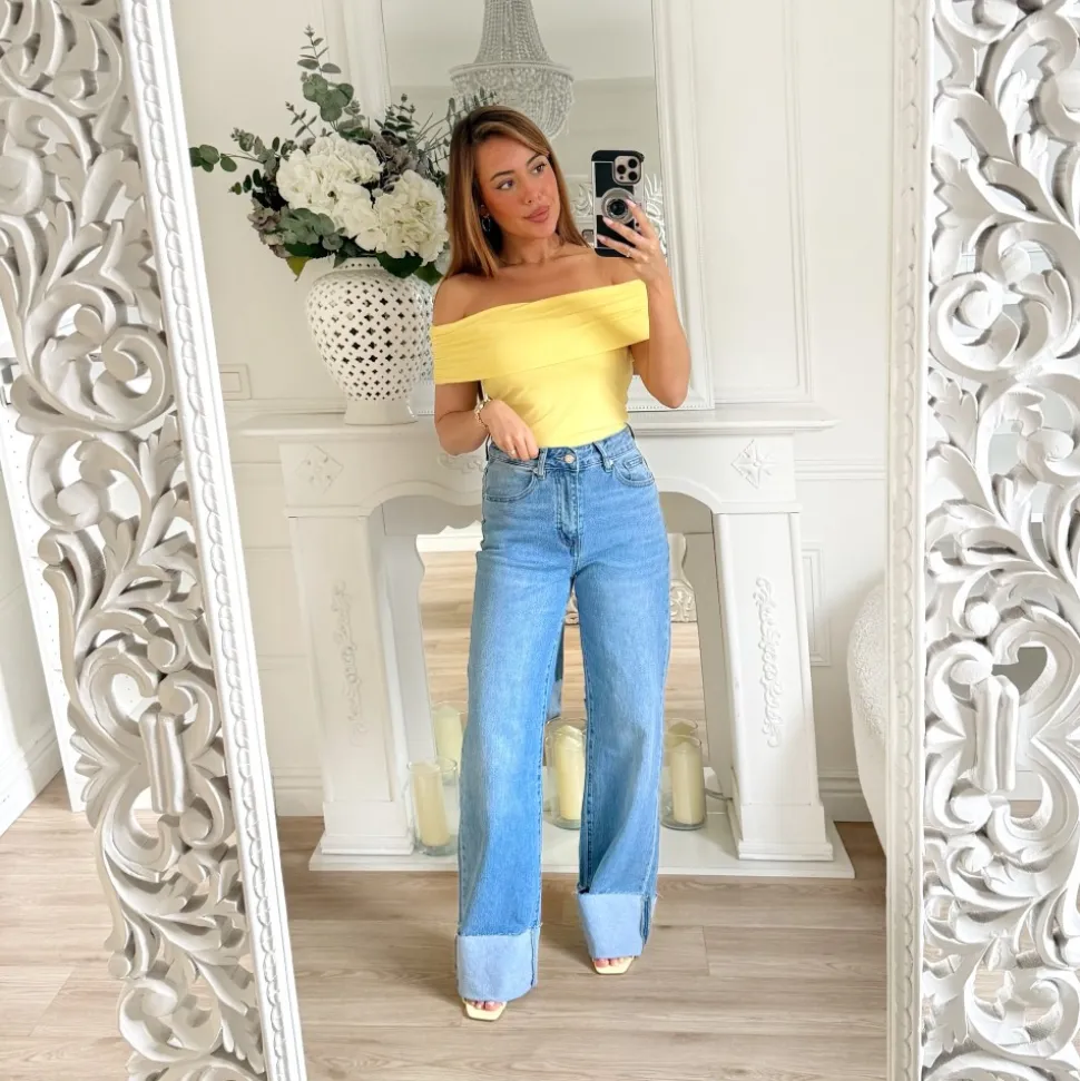 TOP LYCRA BUSTIER JAUNE