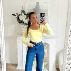 TOP LYCRA JAUNE PASTEL