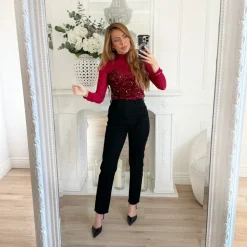 TOP TULLE SEQUINS BURGUNDY EVY