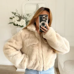 VESTE FOURRURE BEIGE ADELINE