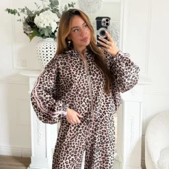 VESTE LÉOPARD BANDES PINK