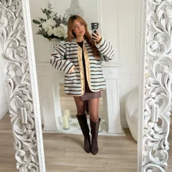 VESTE MOUMOUTE BLEUE RAYURES CHOCO JEANINE