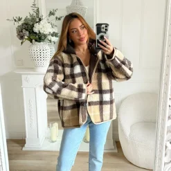 VESTE MOUMOUTE CAMEL CARREAUX À CAPUCHE MARAM