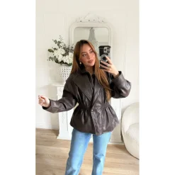 VESTE SIMILI CUIR CHOCO EMELINE