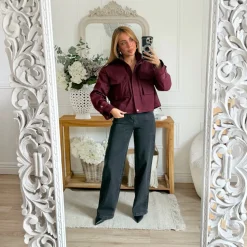 VESTE STYLE PARKA COURT BURGUNDY