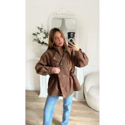 VESTE STYLE PARKA DAIM CHOCO EVE