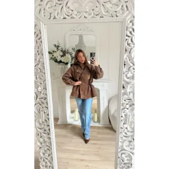 VESTE STYLE PARKA DAIM CHOCO EVE