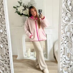 VESTE ZIP TAUPE PINK ALICE