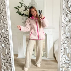 VESTE ZIP TAUPE PINK ALICE